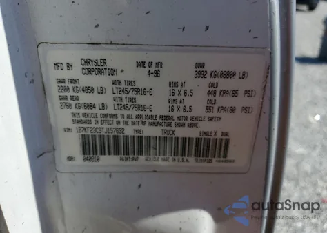 1996 Dodge Ram 2500 from USA, damaged, VIN 1B7KF23C9TJ157632